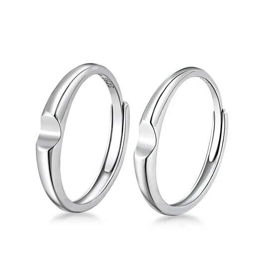 Aetolia hot sale match sets heart sterling simple plain band wedding jewelry 925 silver couple ring adjustable