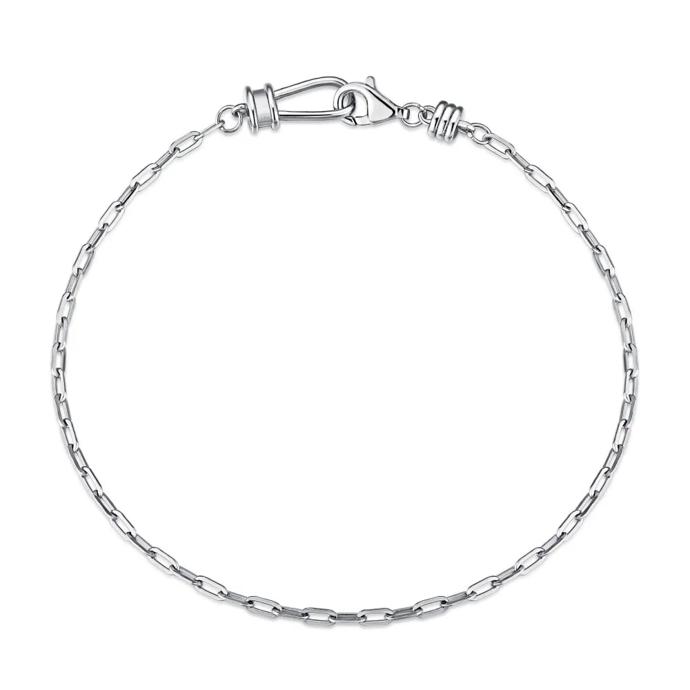 Aetolia minimal jewellery exquisite s925 sterling silver white gold plated antique fish hook sterling silver 925 chain bracelet