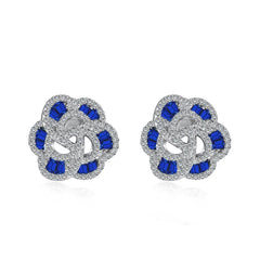 Aetolia Hypoallergenic S925 Sterling Silver Earring Flower Shape Colorful Stone Emerald Cz Cubic Zirconia Stud Earrings For Women