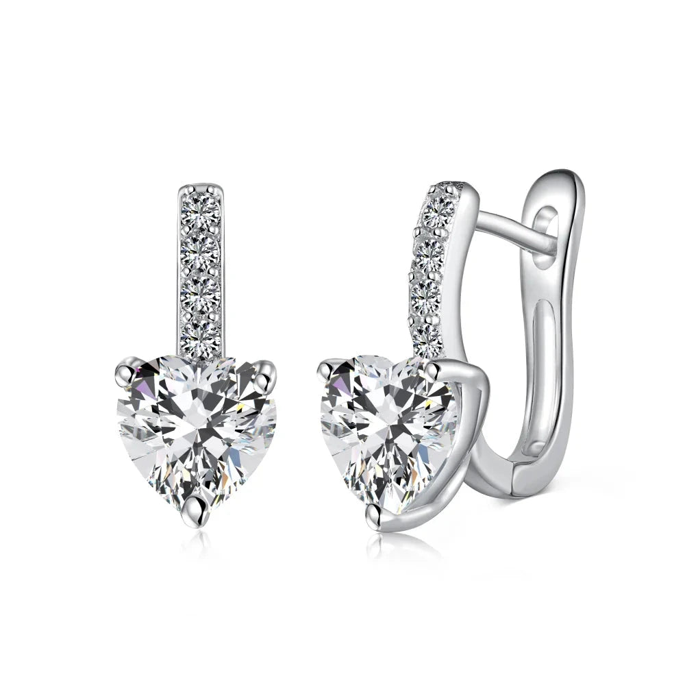 Aetolia Jewellery Cz Cubic Zircon S925 Silver Heart-Shaped Zirconia Earrings For Women Factory Wholesale Huggies Hoop Earring