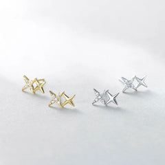 Aetolia 925 Sterling Silver Earrings Gold Plated Zirconia Minimalist Jewelry Earring Tiny Stud Bling Stylish Star Stud Earings