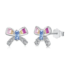 Aetolia Ins Trendy Elegant Candy Colored Pink Cz Cubic Zircon Butterfly Earrings Handmade S925 Silver Bow Stud Earring For Women