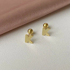 Aetolia Hypoallergenic 18k Gold Earrings Jewelry 925 Sterling Silver Screw Earrings Statement Alphabet Initial Letter Earring