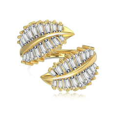 Aetolia New Arrivals Baguette Classic Wedding 18K Gold Plated Leaf Ring S925 Silver 5A CZ Rings For Women Earrings Jewelry Set