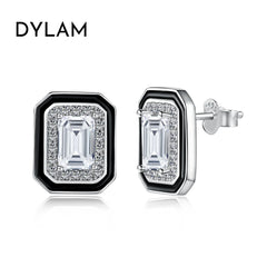 Aetolia Enamel Earring High Quality Square Cut Cz Zirconia Sterling Silver 925 Stud Earrings Women Jewelry Set Bulk Wholesale