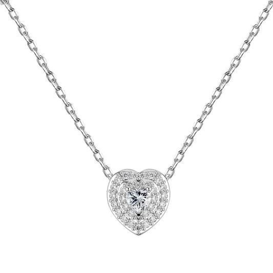 Aetolia Sparkling S925 Silver Chain Diamond Pendant Necklace Cz Zirconia Love Pink Heart Necklaces For Women Bridal Jewelry Set