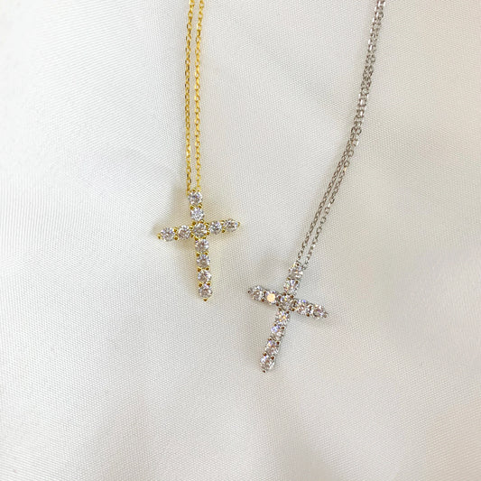 Aetolia Wholesale Joyas De Plata Minimalist Crystal Zirconia Jewelry Dainty 925 Sterling Silver Cross Necklace 18k Gold Necklace