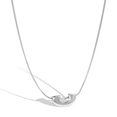 Aetolia Retro Chunky Round Snake Bone Chain U-Shaped Lock Pendant Necklace Waterproof S925 Sterling Silver Necklaces For Women