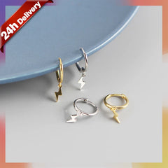 Aetolia 925 Sterling Silver Earring Back Hooks Retro Earrings Dangle Fasion Lightning Bolt Earings