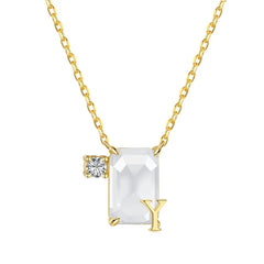 Aetolia Initial Letter A-Z Sparkle Joias Corrente De Prata 925 Sterling Silver Cubic Zirconia Necklace Adjustable Necklaces For Women