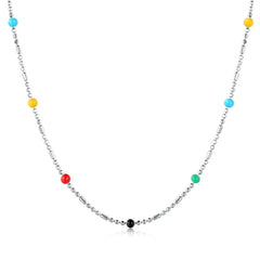 Aetolia Customized 925 Sterling Silver Necklaces Choker Bead Chain Cubic Zirconia Colorful 18K Gold Plated Necklace Jewelry