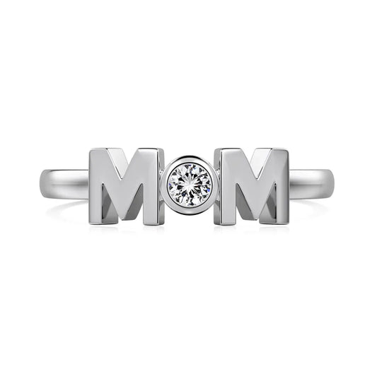 Aetolia Mother'S Day Gift Aetolia Shiny Cz Zircon Mom Ring 18K Gold I Love You Forever Mama Jewelry S925 Silver Rings For Women Wife