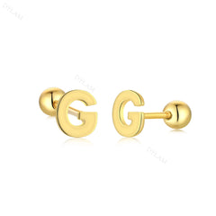 Aetolia Hypoallergenic 18k Gold Earrings Jewelry 925 Sterling Silver Screw Earrings Statement Alphabet Initial Letter Earring