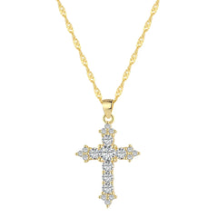 Aetolia Custom 925 Sterling Silver Jewelry Bling Cubic Zirconia Necklace 18K Gold Plated Diamond Chain Cross Pendant Necklaces For Women