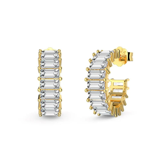 Aetolia Nickel Free New Arrival 18K Gold Plated Square C Shape Earring S925 Silver Cz Cubic Zircon Stud Hoop Earrings For Women