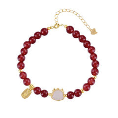 Aetolia Fine Jewelry S925 Silver Dragon Charm Hotan Jade Stone Zodiac Bracelet 18K Gold Plated Lucky Red Bead Bracelets For Women