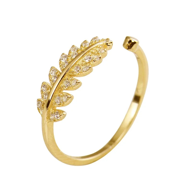 Aetolia 925 Silver Women Sterling Rings High Quality Open Dainty Adjustable Resizable Gold Plated Trendy Leaf Ring