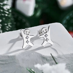 Aetolia Gingerbread Man Ear Christmas Gift Authentic 925 Sterling Silver 18K Gold Plated Ear Stud Earrings For Women Fine Jewelry Xmas