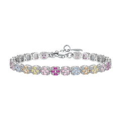Aetolia Heart Butterfly Rainbow Pink Stone Adjustable S925 Sterling Silver Bracelets Women CZ Tennis Bracelet Femme Jewelry Set