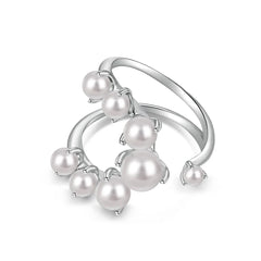 Aetolia Fine Jewelry U Shaped Shell Pearls Finger Ring High Quality S925 Silver Pearls Cuff Open Adjustable Pearl Rings For Women