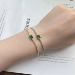 Aetolia Hip Hop Trendy Green Crystal Diamond 18K Gold Plated Cuban Chain Brass Cz Tennis Bracelets Colorful Square Women Bracelet