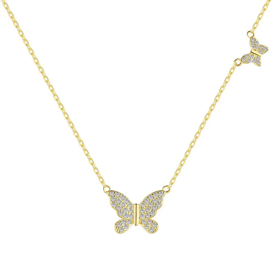 Aetolia Wholesale 18K Gold Plated Necklace Collares De Plata Para Mujer S925 Sterling Silver Zircon Butterfly Pendant Necklaces Women