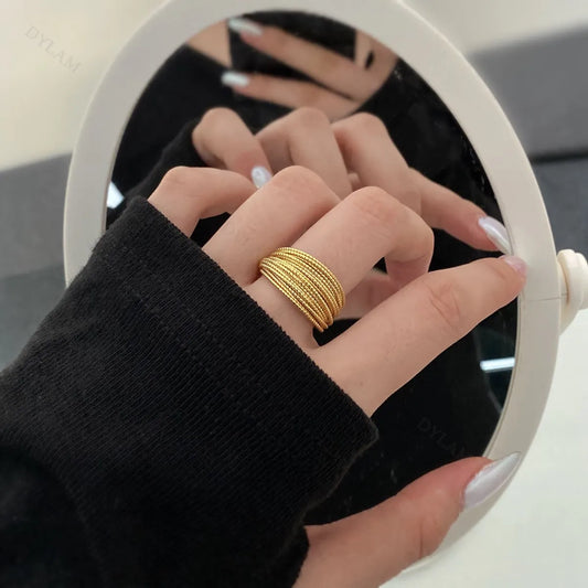 Aetolia Fine Jewelry Daily Wear S925 Sterling Silver ring Rhodium 18k Gold Plated Wide Layer Round Beaded Jewelry Rings jewelry women