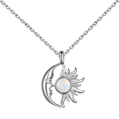 Aetolia 2024 New Design 18K Gold Plated S925 Silver Pendant Sun And Moon Necklace Blue Opal Personality Star Necklaces For Women