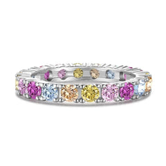 Aetolia Bijoux Square Accessories S925 Sterling Silver Ring Band Rainbow Colorful Pink Diamond Cubic Zirconia Rings Jewelry Women