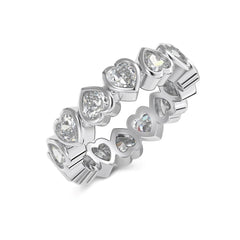 Aetolia Customization S925 Sterling Silver Gold Jewelry Heart Shape Baguette Cubic Zirconia Ring Wedding Eternity Rings For Women