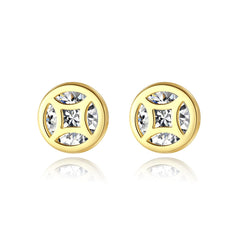 Aetolia 925 Sterling Silver 18K Gold Plated Chinese ancient Copper Coin Stud Earrings SE20061110