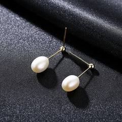 Aetolia 925 Sterling Silver Natural Freshwater Pearl Earrings Extreme Simplicity Stud Earrings FE0027