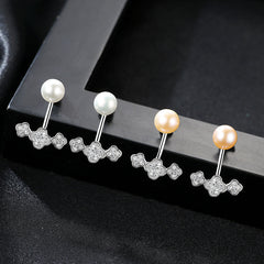 Aetolia 925 Sterling Silver Natural Freshwater Pearl Earrings Flower Halo Stud Earrings FE0044