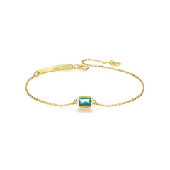 Aetolia 925 Sterling Silver 18K Gold Plated Bracelet Luxury Emerald Green Gemstone Adjustable Charm Chain Link Bracelet SB20091511