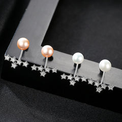 Aetolia 925 Sterling Silver Natural Freshwater Pearl Earrings Five Stars Stud Earrings FE0073