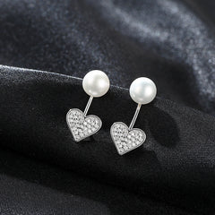 Aetolia 925 Sterling Silver Natural Freshwater Pearl Earrings Heart Halo Stud Earrings FE0045