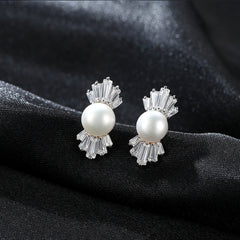 Aetolia 925 Sterling Silver Natural Freshwater Pearl Earrings Bowknot Stud Earrings FE0059