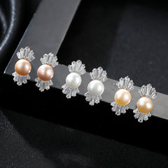 Aetolia 925 Sterling Silver Natural Freshwater Pearl Earrings Bowknot Stud Earrings FE0059