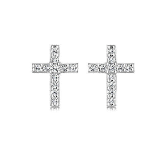 Aetolia 925 Sterling Silver 18K Gold Plated Petite Small Cross Stud Earrings LLE-020