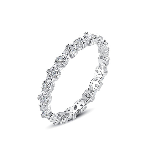 Aetolia 925 Sterling Silver 18K Gold Plated Dainty Single Row CZ Diamond Stackable Ring DSR-003