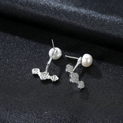 Aetolia 925 Sterling Silver Natural Freshwater Pearl Earrings Flower Halo Stud Earrings FE0044