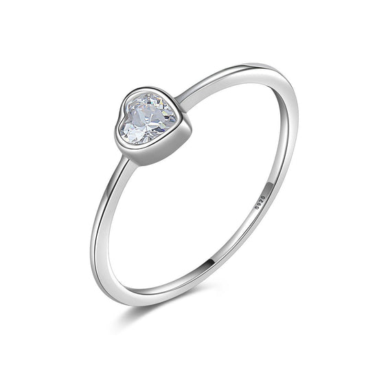 Aetolia 925 Sterling Silver 18K Gold Plated Minimalist Heart Bezel Set Solitaire Ring SR20071815