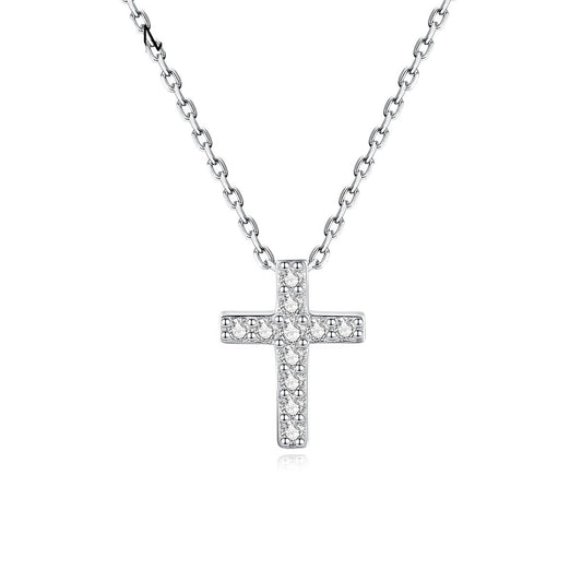 Aetolia 925 Sterling Silver 18K Gold Plated Halo CZ Diamond Cross Pendant Necklace LLN-021