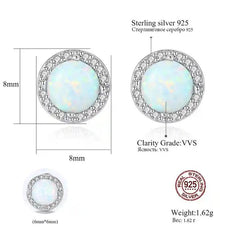 Aetolia 925 Sterling Silver Opal Earrings Halo CZ Diamond Bezel Set Opal Stud Earrings SE0243